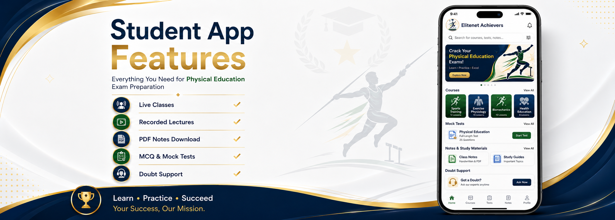 Elitenet Achievers Student App Features